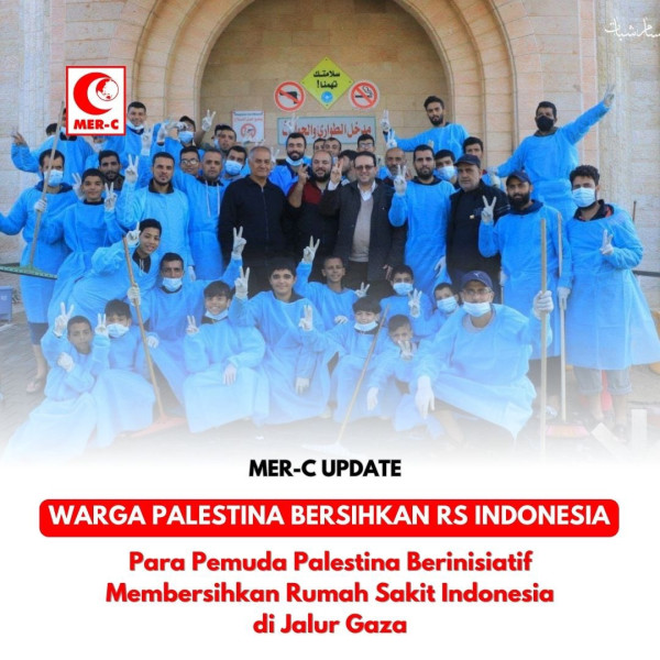 Masyarakat Palestina Kompak Bersihkan Rumah Sakit Indonesia di Gaza usai Diserang Israel