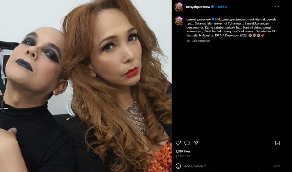 Kiki Fatmala Meninggal Dunia, Ozy Syahputra Berduka: Selamat Jalan