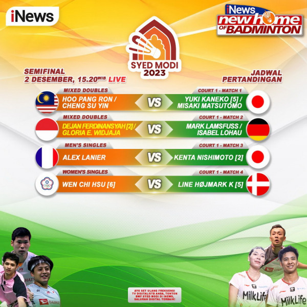Indonesia di Ambang Kemenangan! Dejan/Gloria Bidik Final Syed Modi International 2023, Live di iNews