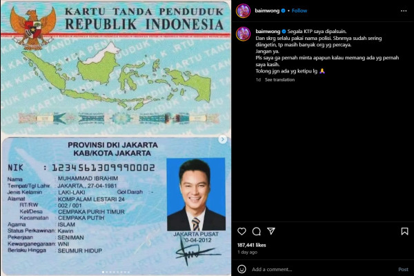 Baim Wong Ngamuk KTP Dipalsukan untuk Penipuan Giveaway