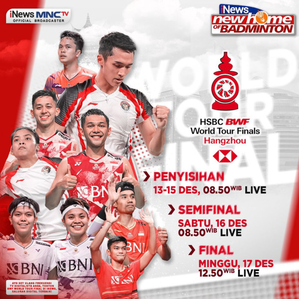 Turunkan Pasukan Terbaik, Indonesia Siap Kejutkan BWF World Tour Finals 2023, Live di iNews