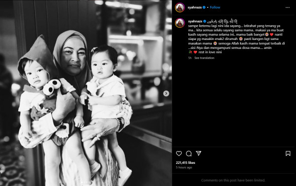 Ibu Jeje Govinda Meninggal Dunia, Syahnaz Sadiqah Curhat Rindu Masakan sang Mertua