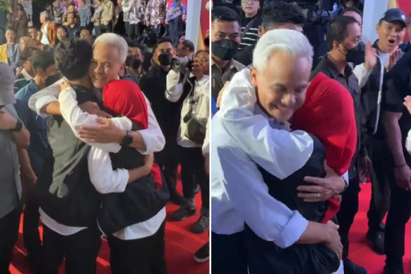 Momen Hangat Ganjar Langsung Peluk Istri Siti Atiqoh dan Putranya Alam Usai Debat Capres