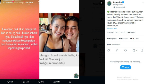Heboh Junior Roberts Pacari Anak di Bawah Umur, Netizen Terheran-heran
