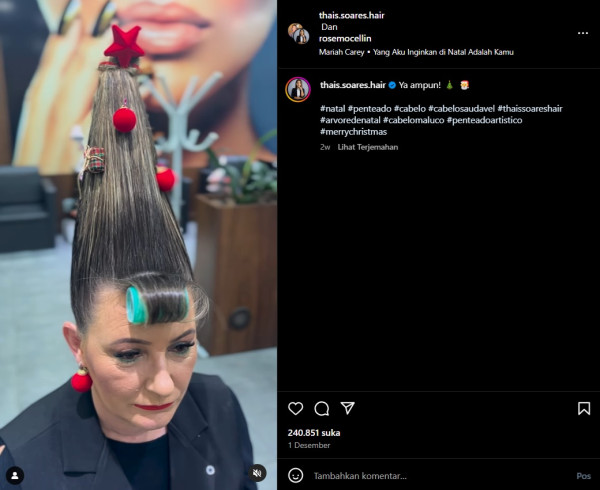 Viral! Perempuan Ini Sulap Rambutnya Jadi Pohon Natal, Menjulang Tinggi