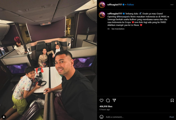 Raffi Ahmad Boyong Keluarga Liburan ke Paris Sekaligus Buka Restoran