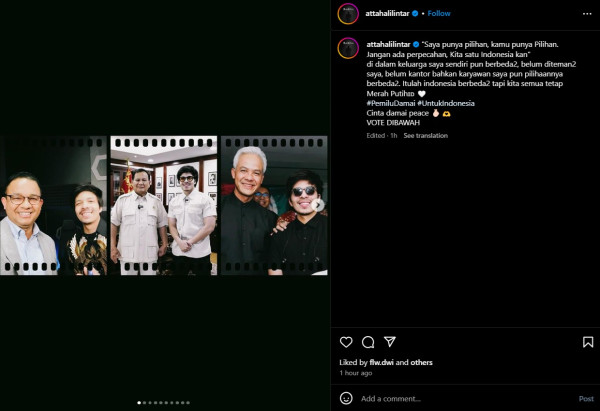 Atta Halilintar Bagikan Foto Bareng 3 Capres, Berharap Pemilu Damai dan Tak Ada Perpecahan