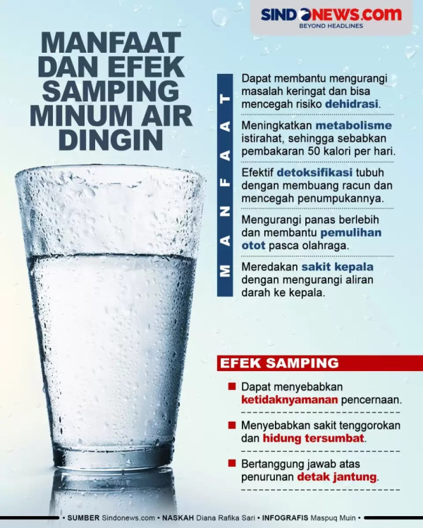 5 Alasan Hindari Minum Air Dingin dari Kulkas, Ini Efek Sampingnya bagi Kesehatan