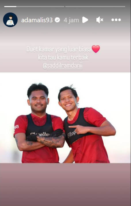 Adam Alis Kirim Pesan Menyentuh untuk Saddil Ramdani