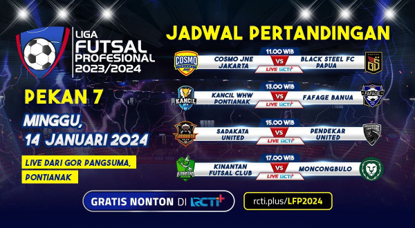 Jadwal Liga Futsal Profesional, Sabtu-Minggu (13-14/1/2024): Live di RCTI Plus!
