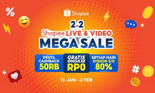 Belanja Awal Tahun Lewat Live Stream atau Video Kreasi di 2.2 Shopee Live dan Video Mega Sale