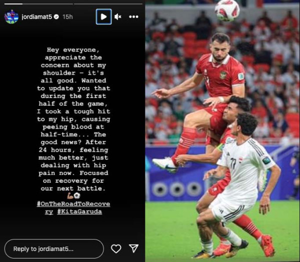 Jordi Amat Kencing Darah usai Benturan di Laga Timnas Indonesia vs Irak, Bagaimana Kondisinya?