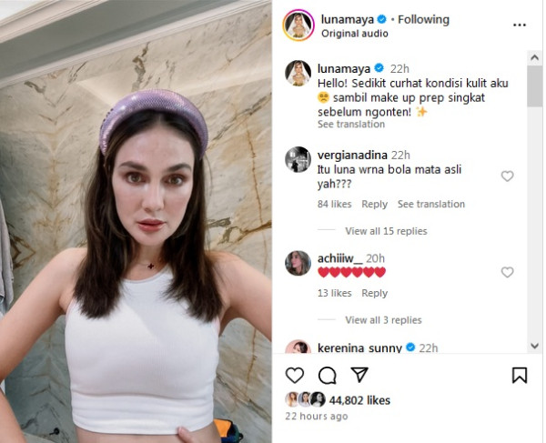Luna Maya Berani Tunjukkan Wajah Tanpa Makeup, Begini Kata Netizen