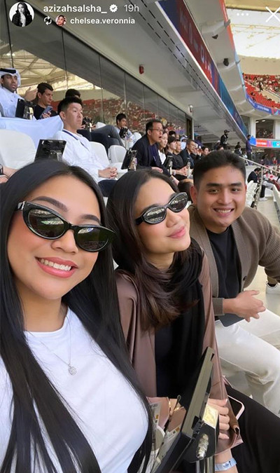 4 Potret Azizah Salsha Nonton Laga Suami Bersama Timnas Indonesia Lewan Jepang di Qatar