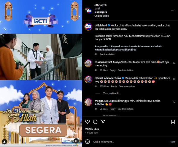 Lesti Kejora dan Rizky Billar Bintangi Serial Aku Mencintaimu karena Allah, Tayang di RCTI