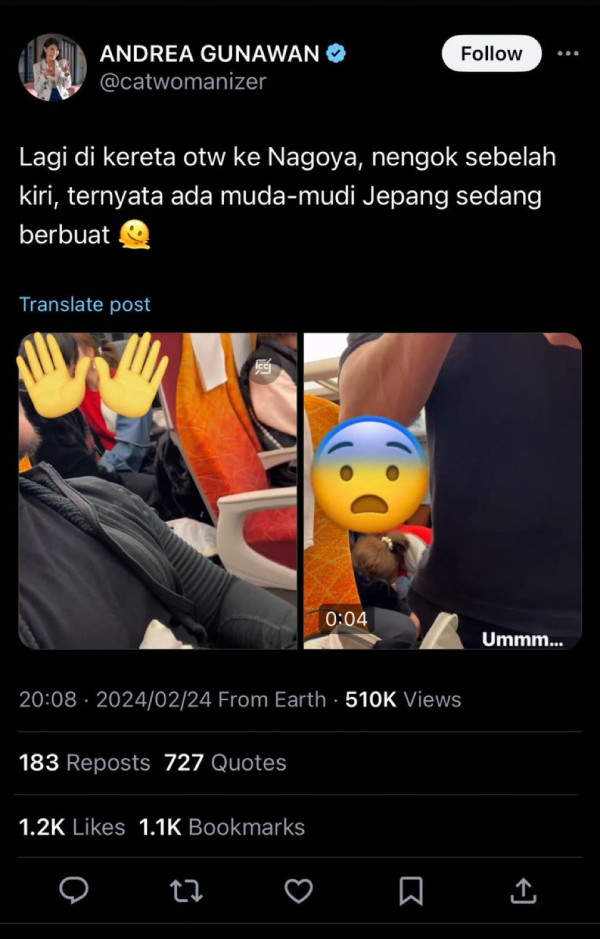 Geger Andrea Gunawan Catwomanizer Dikecam Akibat Rekam Orang Tanpa Izin di Jepang