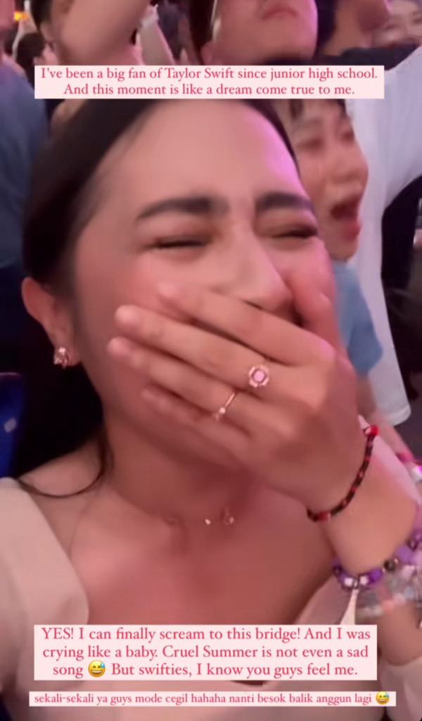 Prilly Latuconsina Nonton Konser Taylor Swift di Singapura, Menangis Nyanyikan Lagu Cruel Summer