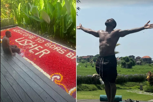 Penyanyi Usher Liburan di Bali, Pakai Udeng dan Jalani Melukat