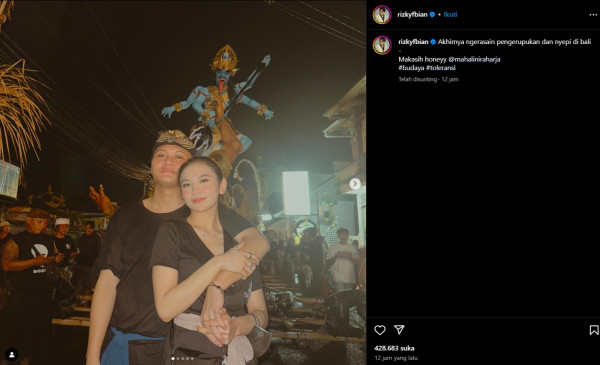 Rizky Febian Ikut Mahalini Rayakan Tradisi Pengerupukan Nyepi di Bali