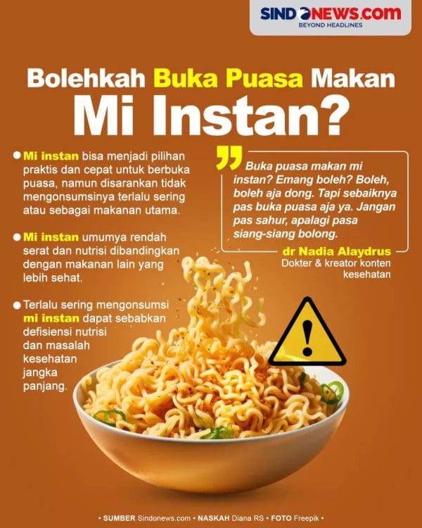7 Tips Sehat Makan Mi Instan saat Puasa, Jangan Konsumsi Ketika Sahur