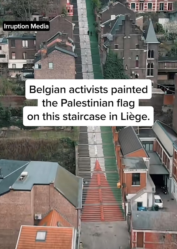 Ratusan Anak Tangga di Belgia Dilukis Bendera Palestina, Bentuk Solidaritas pada Gaza
