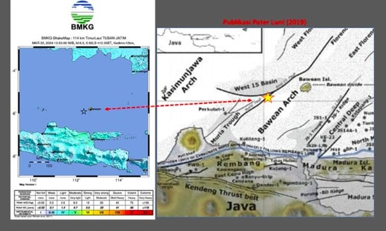 BMKG: Pembangkit Rentetan Gempa Tuban-Bawean Diduga Sesar Muria