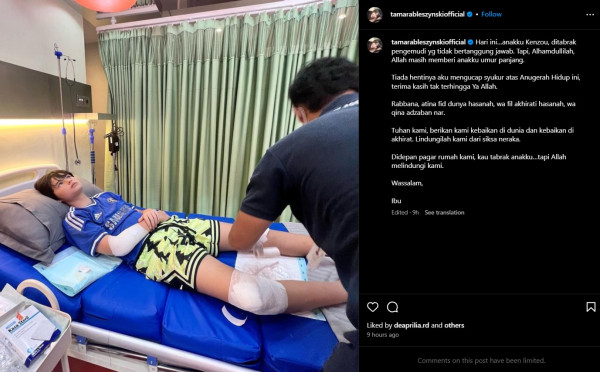 Anak ke-2 Tamara Bleszynski Ditabrak, Kaki dan Tangan Luka