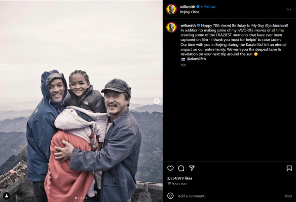 Jackie Chan Ulang Tahun ke-70, Will Smith Kirim Ucapan dan Doa