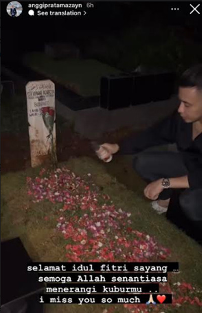 Kini Rayakan Lebaran Tanpa Istri, Anggi Pratama Ziarah ke Makam Stevie Agnecya pada Malam Takbiran