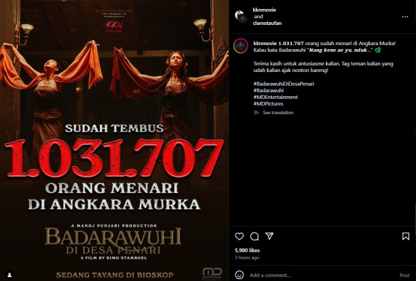 Film Badarawuhi di Desa Penari Raih 1 Juta Penonton dalam 3 Hari, Joko Anwar Apresiasi