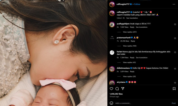 Raffi Ahmad Akhirnya Ungkap Wajah Bayi Lily, Kulitnya Putih Seperti Nagita Slavina