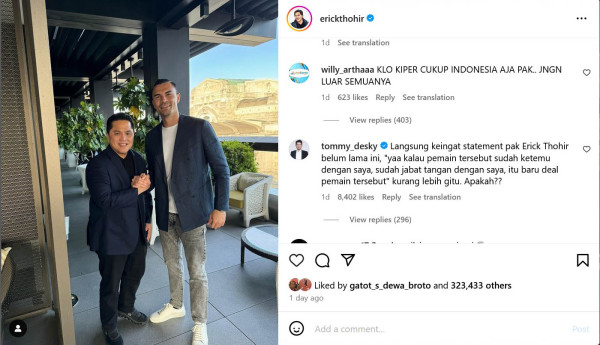 Mengungkap Makna di Balik Jabat Tangan Erick Thohir dan Emil Audero
