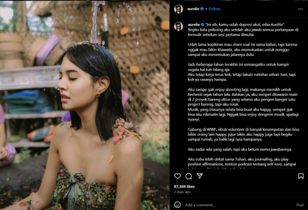 Perjuangan Aurelie Moeremans Terbebas dari Depresi hingga Harus ke Psikolog