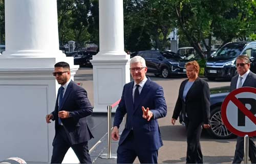 5 Potret Kedatangan Tim Cook di Istana Kepresidenan, Tampil Formal dengan Jas Biru Navy