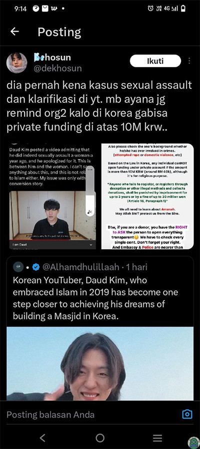 Youtuber Daud Kim Diduga Lakukan Penipuan Donasi Pembangunan Masjid di Korea Selatan
