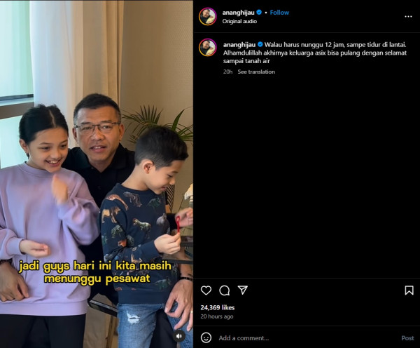 Telantar 12 Jam di Bandara Dubai, Anang Hermansyah Bersyukur Bisa Pulang ke Indonesia