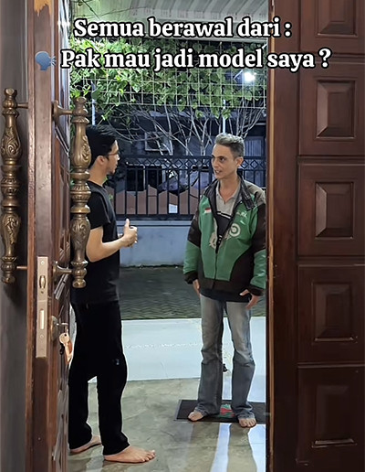 Viral! Driver Ojol Jadi Model Busana Batik Sukses Bikin Netizen Terpesona