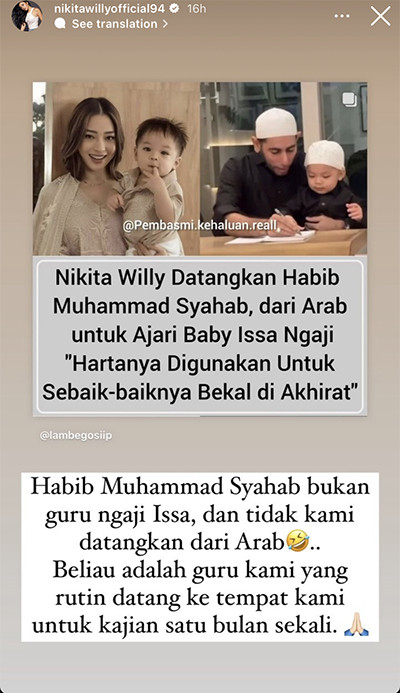 Nikita Willy Disebut Datangkan Guru Ngaji dari Arab untuk Issa sang Anak, Ini Faktanya
