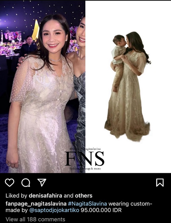 Nagita Slavina Kenakan Dress Rp95 Juta, Netizen: Menyala Mama Gigi