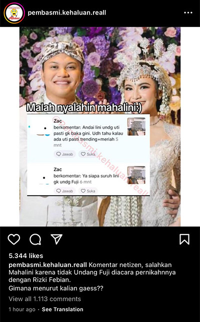 Fans Fuji Protes sang Idola Tak Diundang ke Pernikahan Rizky Febian dan Mahalini