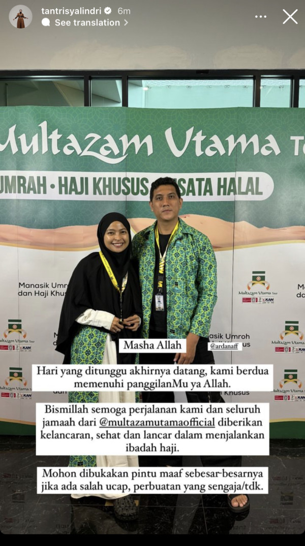 Tantri Kotak dan Suami Berangkat Haji Hari Ini: Mohon Dibukakan Pintu Maaf