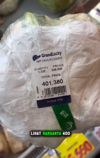 Viral! Kembang Kol Seharga Rp400.000 di Supermarket PIK Jakarta, Bikin Ngelus Dada