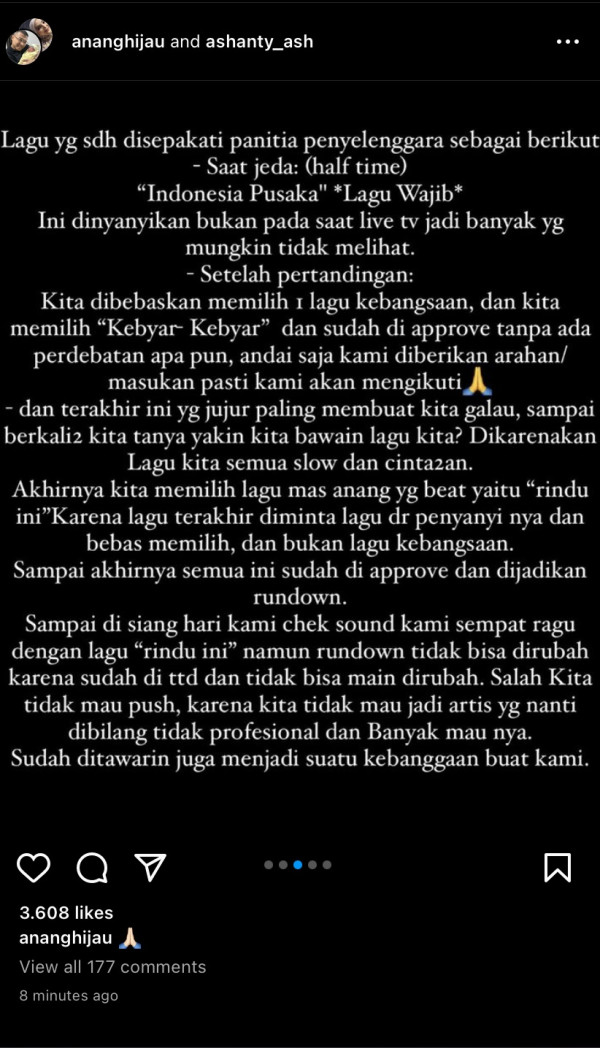 Alasan Anang Hermansyah Bawakan Lagu Percintaan di Laga Timnas Indonesia vs Filipina, Awalnya Sempat Ragu