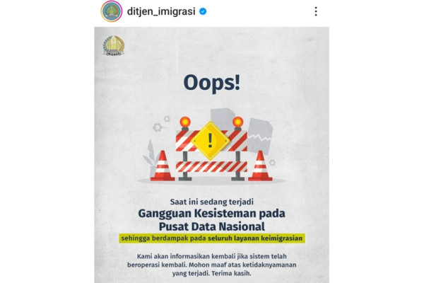 Gangguan Sistem PDN, Layanan Imigrasi Terdampak