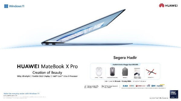 Segera Hadir! HUAWEI MateBook X Pro 2024, Laptop Flagship Huawei yang Tetapkan Standar Baru dengan Intel® Core™ Ultra 9 Processor dengan Bobot Sangat Ringan