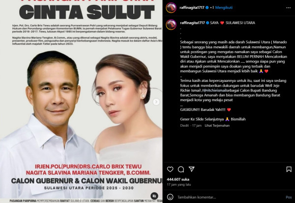 Nagita Slavina Klarifikasi Isu Jadi Calon Wakil Gubernur Sulawesi Utara