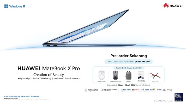 HUAWEI MateBook X Pro Resmi Dirilis, Standar Baru Laptop Super Ringan dengan Prosesor Canggih untuk Optimalkan Aktivitas Komputasi Apapun