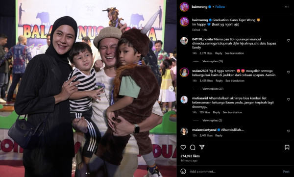 Foto Bareng Paula Verhoeven, Baim Wong Isyaratkan Rumah Tangganya Baik-baik Saja: I'm Happy