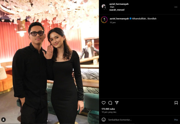 Dilamar Azriel Hermansyah, Sarah Menzel Akan Jalani Prosesi Adat Mepamit