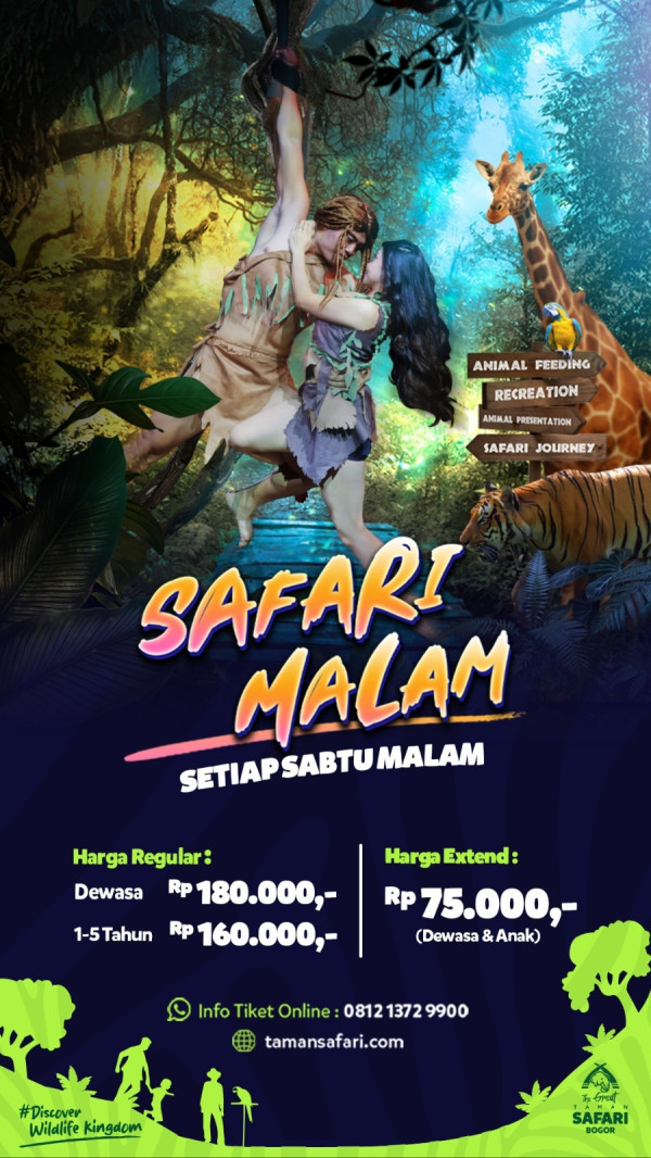 Spesial Liburan Sekolah 2024, Safari Malam Bertema Tarzan Siap Beraksi di Taman Safari Bogor